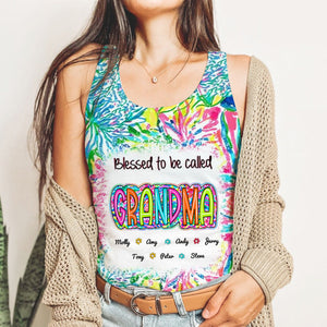 Grandma Nana Gigi Scribble Doodle Grandkids Personalized Tank Top