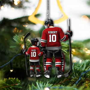 Father And Son – Personalized Ice Hockey Players Shaped Acrylic Ornament