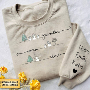 Wife Mom Mimi Christmas Snowman And Grandkids - Family Personalized  Sweatshirt