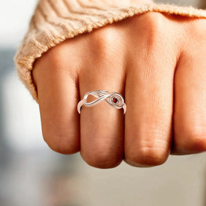 Personalized Infinity Angel Wing Memorial Birthstone Ring