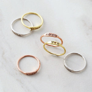 Personalized Dainty Name Stacking Ring Gift for Mom Grandma