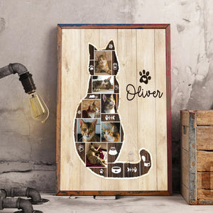 Personalized Cat Photo Collage Canvas, Cat Memorial Gifts, Cat Lover Christmas Gift