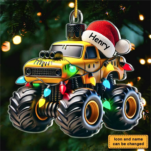 Monster Truck With Led Light Personalized Christmas Acrylic Ornament