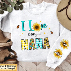 Personalized Gift For Grandma I Love Being Grandma Sleeve Printed Sweatshirt