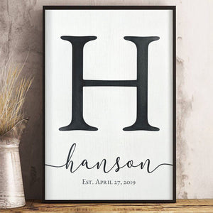 Personalized Monogram Family Name Sign Canvas Poster