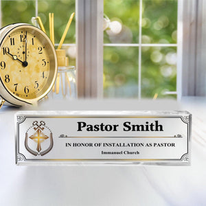 Personalized Pastor Desk Name Acrylic Plaque,Acrylic Reverend Name Sign