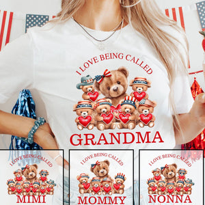 4th of July Grandma Bear with cute Grandkids Personalized T shirt