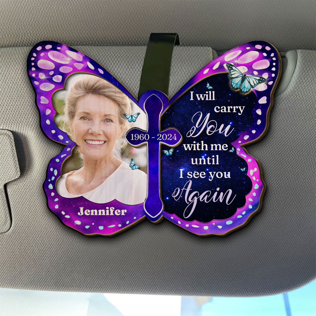 Always Beside You - Personalized Butterfly Car Visor Clip