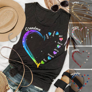 Personalized Grandma and Grandkids Heart Tank Top