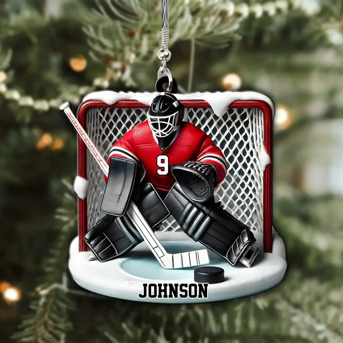 Perfect Gift For Hockey Golie, Hockey Lovers Personalized Hockey Goal Keeper Shaped Ornament