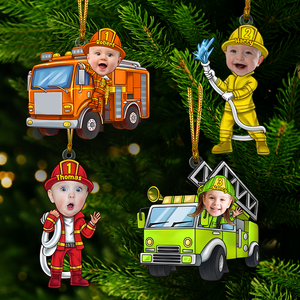 Custom Funny Photo Gifts For Kid Personalized Christmas Firefighter Ornament