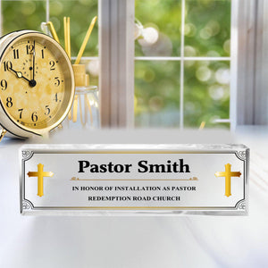 Personalized Pastor Desk Name Acrylic Plaque,Acrylic Office Name Sign, Pastor Desk Name Plate