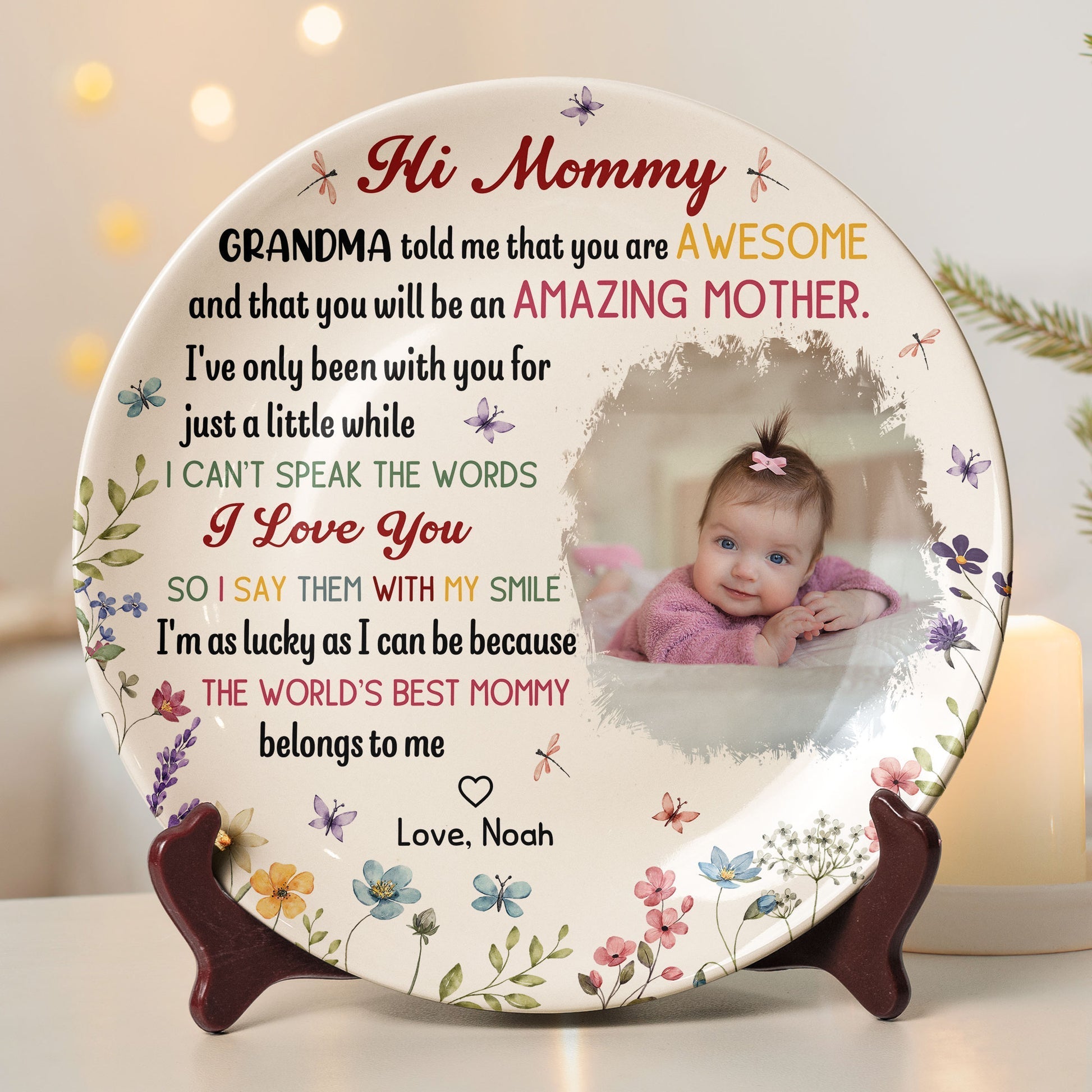 The World's Best Mommy Belongs to Me - Personalized Ceramic Photo Plate Mom Gift