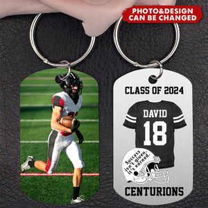 Success Isn't Given It's Earned Personalized Stainless Steel Keychain,Gift for American Football Lover