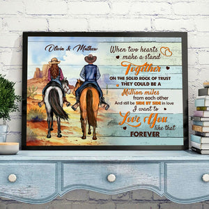 When Two Hearts Make A Stand Together Personalized Cowboy Horse Couple Canvas/Poster