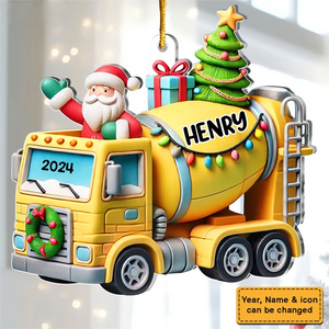 Gift For Grandkid Personalized Mixer Truck Construction Christmas Ornament