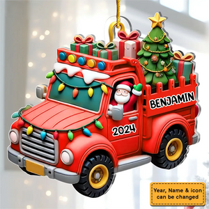 Gift For Grandkid Personalized Truck With Christmas Tree Ornament