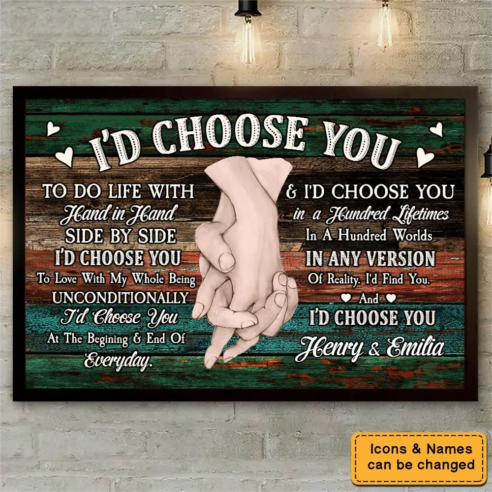 Anniversary Gift For Couples For Him For Her I Choose You Personalized Canvas/Poster