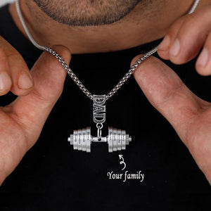 Personalized DAD Dumbbell Charm Necklace