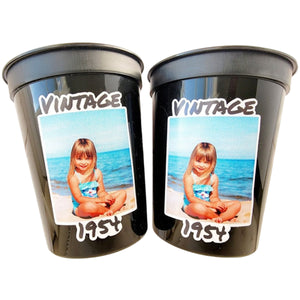 Personalized Colorful Vintage Plastic Cups Party Decorations