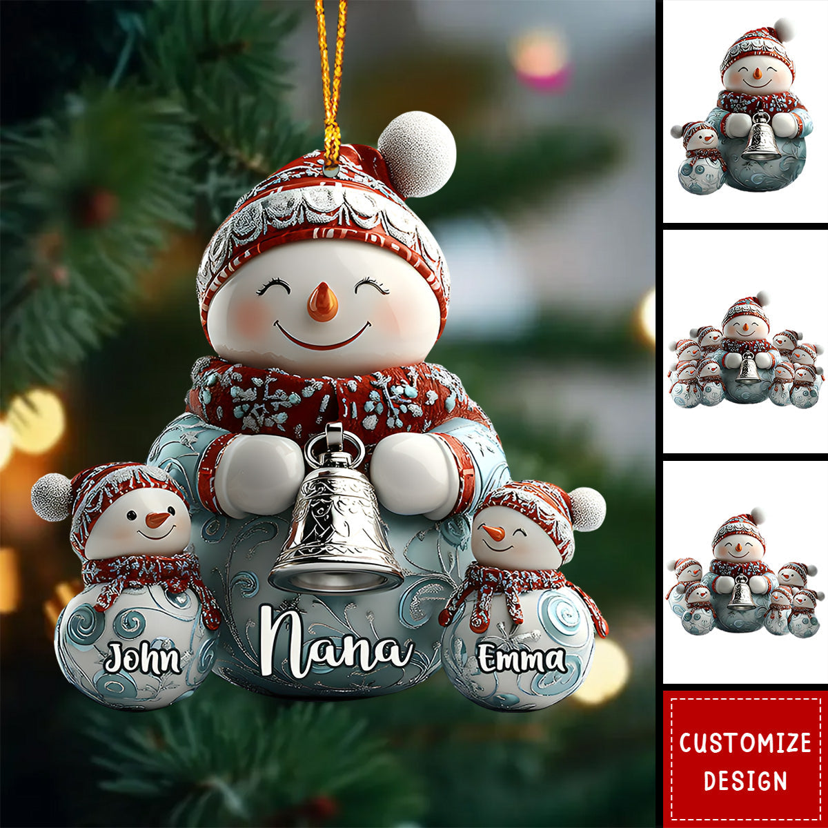 Merry Christmas - Personalized Grandma Snowman Family Ornament