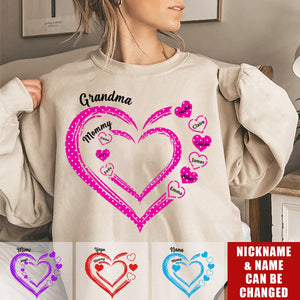 Personalized Gift For Grandma Heart Polka Dot Sweatshirt