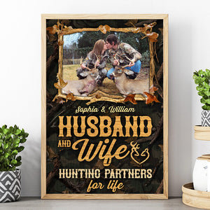 Husband And Wife, Hunting Partners Personalized Couple Canvas Poster