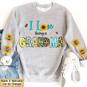 Personalized Gift For Grandma I Love Being Grandma Sleeve Printed Sweatshirt