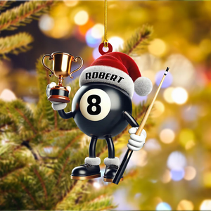 Personalized Billiard Shaped Trophy Christmas Ornament, Perfect Gift For Billiard Lovers