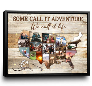 A Unique United States Map Travel Map Photo Collage Personalized Canvas/Poster Gift