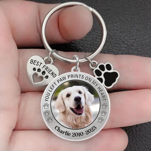 Personalized Memorial Pet Keychain - You left paw prints on my heart