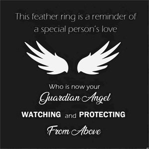 For Memorial- Your Guardian Angel Watching and Protecting Feather Turquoise Ring