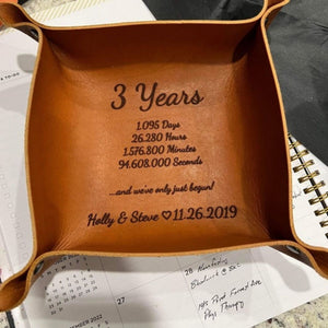 Personalized Leather valet tray - Couple,Anniversary Gift For Men