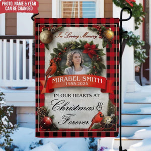 In Our Hearts At Christmas & Forever - Personalized Garden Flag, Memorial Gift