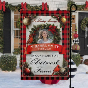 In Our Hearts At Christmas & Forever - Personalized Garden Flag, Memorial Gift