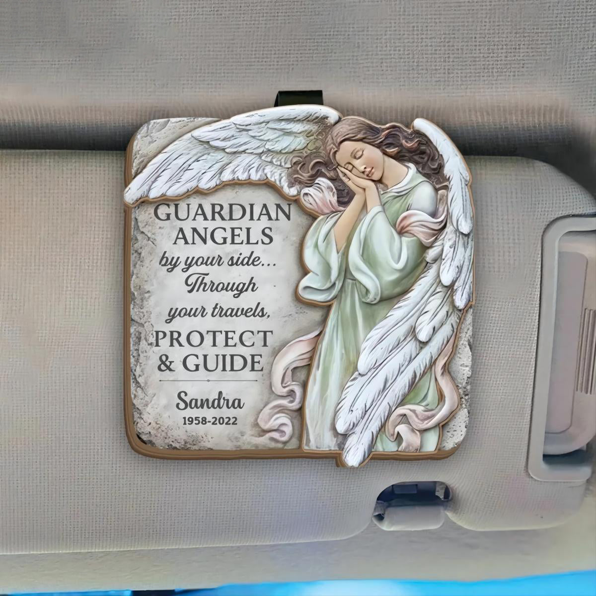 Guardian Angels By Your Side Through Your Travel Protect & Guide - Personalized Car Visor Clip