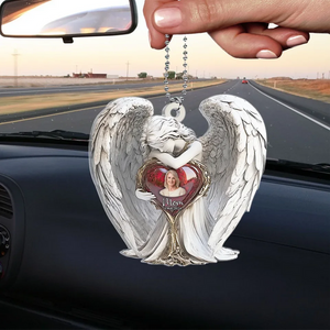 Angel Statue Memorial Personalized Car Ornament, Memorial Gift For Loss Of Loved One