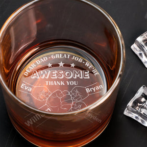 Personalized Engraved Whiskey Glass - Fist Bump Dear Dad Great Job We're Awesome Thank You