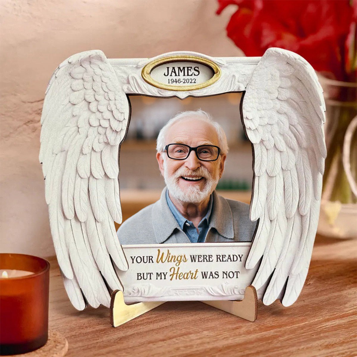 Your Wings Were Ready But My Heart Was Not Personalized Wooden Photo Plaque