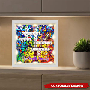 Personalized Rainbow Family Tree Name Crossword Shadow Light Box