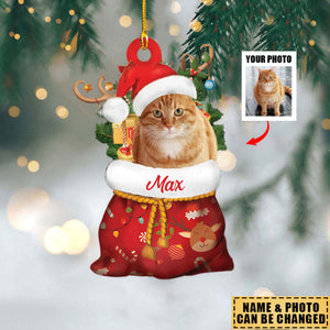 Personalized Pet Photo Santa Sack Christmas Ornament