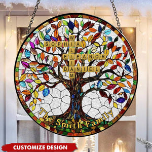 Gifts For Family - Family Tree - Personalized Window Hanging Suncatcher Ornament