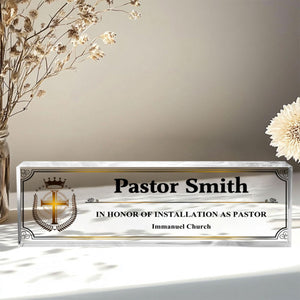 Personalized Pastor Desk Name Acrylic Plaque,Acrylic Reverend Name Sign