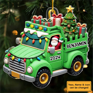 Gift For Grandkid Personalized Truck With Christmas Tree Ornament