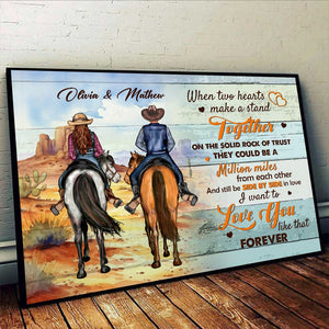 When Two Hearts Make A Stand Together Personalized Cowboy Horse Couple Canvas/Poster