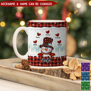 Cute Snowman Nana Mom Sweet Heart Kids Personalized Mug