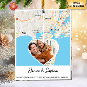 Long Distance Relationship Couple Gift - Personalized Acrylic Photo Ornament