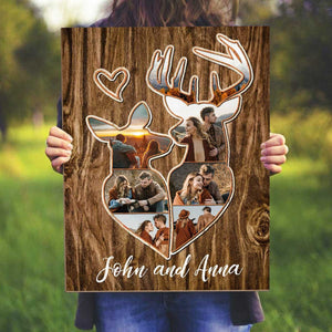 Personalized Couple Deer Hunting Memories Collage Poster, Deer Hunting Gifts For Couple