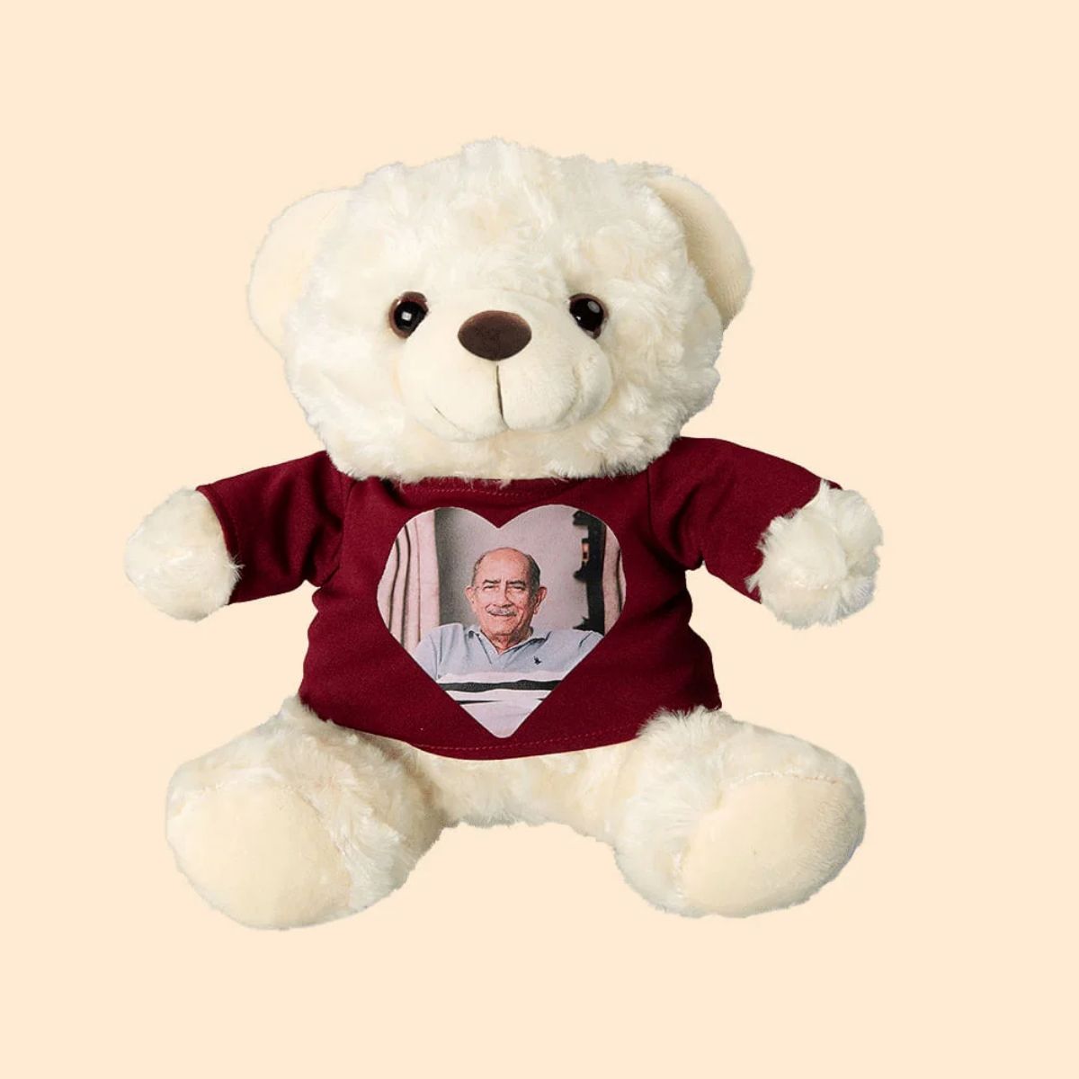 Personalized Cute Plush Stuffed Memory Bear with Heart Photo Shirt or Hoodie Memorial Gift