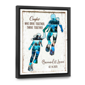 Scuba Gifts For Divers, Personalized Scuba Diving Couple Photo Collage Canvas